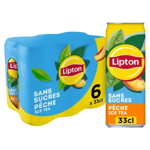Boisson Au Thé Glacé Saveur Pêche Sans Sucres 6x33cl - Lipton
