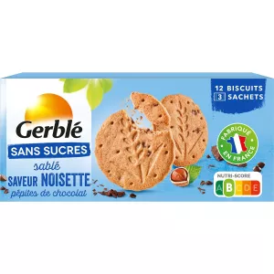 Biscuit Sablé Noisette Pépites Chocolat Sans Sucres 132g - GERBLÉ