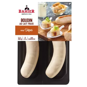Boudin au Lait Frais aux Cèpes, 2x125g - BAHIER