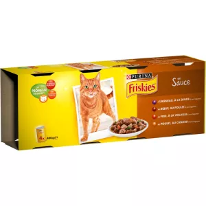 Pâtée pour chats assortiment viandes en sauce Friskies 4x100g - PURINA