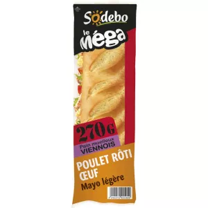 Sandwich baguette pain viennois poulet œuf mayo légère 270g - SODEBO
