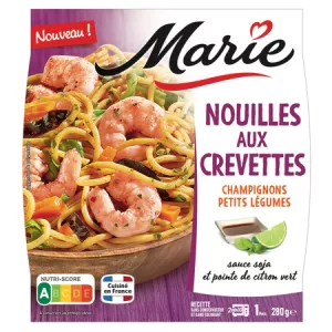plat Cuisiné Nouilles aux Crevettes, Champignons Noirs et Légumes 280g - MARIE