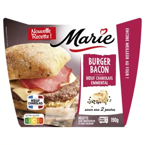 Burger Bacon Bœuf Charolais Emmental 190g - Marie