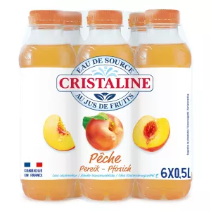 Eau De Source Au Jus De Fruits Aromatisée Pêche 6x50cl - Cristaline