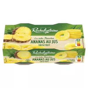 Fruit en sirop ananas en tranches au jus sans sucre 2x140g - ROCHEFONTAINE
