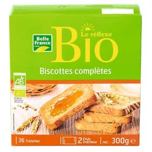 Biscottes Complètes Bio 300g - BELLE FRANCE