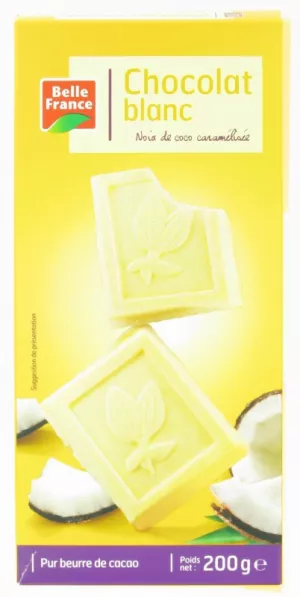 Chocolat Blanc Noix De Coco 200g - BELLE FRANCE