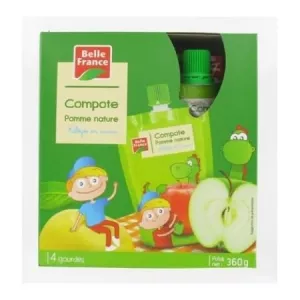 Compote De Pomme Nature 360g (4x90g) - BELLE FRANCE
