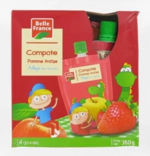 Compote De Pomme Fraise 360g (4x90g) - BELLE FRANCE
