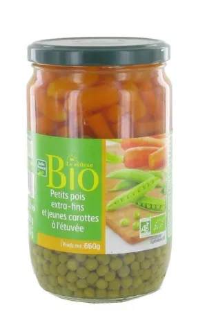 Petits Pois Extra Fins Et Jeunes Carottes à L'étuvée 660g - BELLE FRANCE