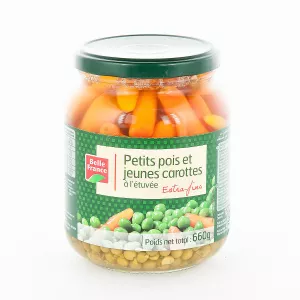 छोटे मटर गाजर अतिरिक्त बारीक 660 ग्राम - BELLE FRANCE