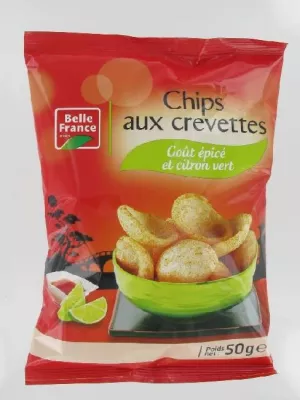 Chips Aux Crevettes Goût épicé Et Citron Vert 50g - BELLE FRANCE
