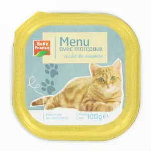 Menu Chat Riche En Saumon  Barquette 100 G - BELLE FRANCE