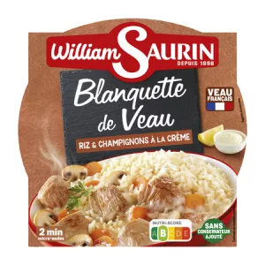 Blanquette de Veau, Riz et Champignions à la Crème 285g  - WILLIAM SAURIN