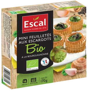 Mini feuilletés aux escargots BIO x16 170g - ESCAL