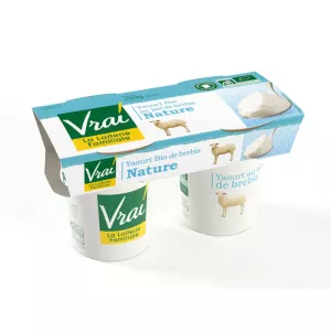 Yaourt de Brebis le brassé bio nature 2x125g - VRAI