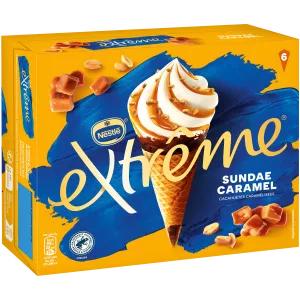 مخاريط مثلجة صنداي بالكراميل والفول السوداني المكرمل Extrême x6 438 g - NESTLÉ