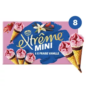 Cones de gelado morango e baunilha Extrême Mini x8 - NESTLÉ