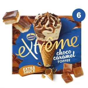 مخاريط مثلجة بالشوكولاتة والكراميل توفي مع صوص إضافي Extrême x6 - NESTLÉ