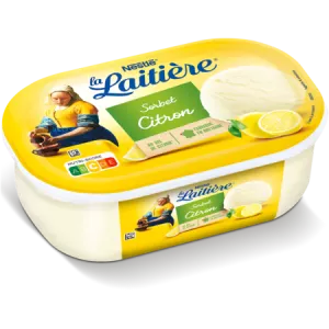 Sorbet citron au jus de citron en bac 558 g - LA LAITIÈRE