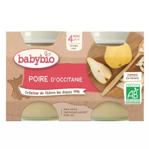 Compotes bébé dès 4 mois poire de Provence sans sucres ajoutés Bio 2x130g -BABYBIO