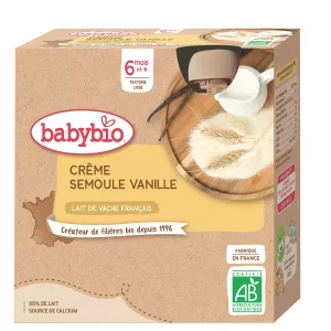Dessert za watoto kunywa kutoka miezi 6 kikaboni vanilla 4x85g semolina - BABYBIO