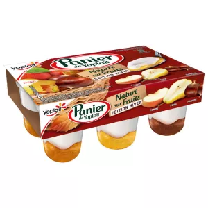 Yaourt nature sur lit de fruits rhubarbe nectarine cassis 6x140g - PANIER DE YOPLAIT