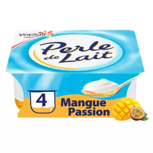 Yaourt aromatisé sur lit de mangue passion PERLE DE LAIT 4x125g - YOPLAIT