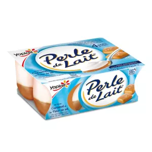 Yaourt aromatisé sur lit de caramel PERLE DE LAIT 4x125g -  YOPLAIT