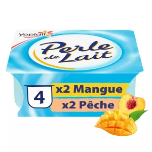 Yaourt fruits jaunes pêche mangue brassé PERLE DE LAIT 4x125g - YOPLAIT