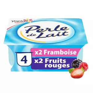 Yaourt brassé framboise fruits rouges PERLE DE LAIT 4x125g - YOPLAIT