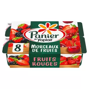 Yaourt aux fruits rouges fraise framboise cerise 8x125g - PANIER DE YOPLAIT