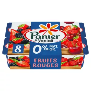Yaourt aux fruits rouges fraise framboise cerise 0% MG 8x125g - PANIER DE YOPLAIT