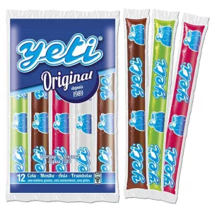 Gelados de água em palitos sortidos cola, menta, anis e framboesa Original x12 100 ml - YETI