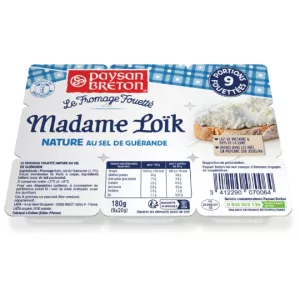 Madame Loïk Nature Jibini Iliyochapwa Na Chumvi ya Guérande 9x20g - PAYSAN BRETON