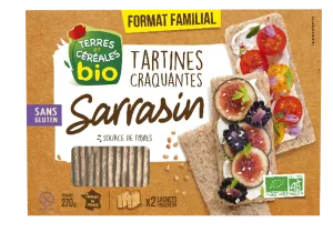 Tartines craquantes sarrasin Bio sans gluten, 270g, TERRES ET CEREALES