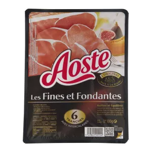 Jambon Cru Tranches Fines et Fondantes, x6, 100g - AOSTE