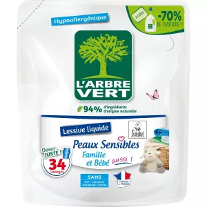 Lessive Liquide Recharge Hypoallergénique, Peaux Sensibles 1,5L -L'ARBRE VERT