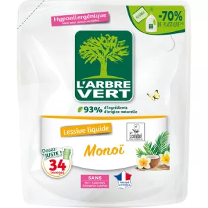 Lessive liquide Hypoallergénique Monoï Ecolabel 1;53L - L'ARBRE VERT