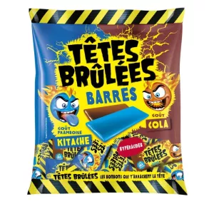 Bonbons barres goûts framboise/cola 200 g - TÊTES BRÛLÉES