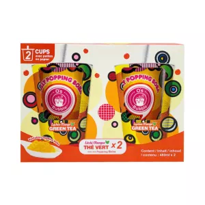 Bubble Tea Popping Boba Cup 2 Lychee Mangue 480ml - O's Bubble