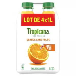 Jus d'Orange Pressée Sans Pulpe Pur Jus 4x1L - TROPICANA