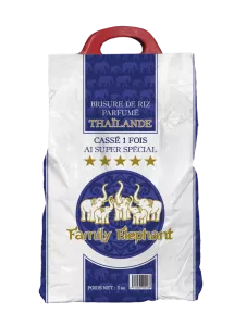 Brisure De Riz A1 Super Special Cassé 1 Fois Thailande 5kg (5 X 5 Kilos) - Family Elephant