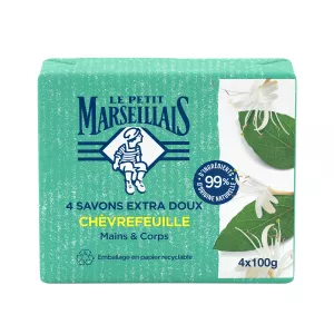 Savon Solide Mains & Corps Extra Doux Chèvrefeuille 4x100g -LE PETIT MARSEILLAIS
