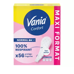 Protèges-Slips 100% Respirant sans Parfum Multi-formes Normal Confort x56 - VANIA
