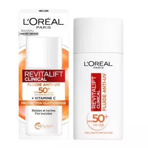 Fluide Anti-UV Visage Vitamine C Fps 50+ Protection Quotidienne Revitalift Clinical 50ml -  L'OREAL