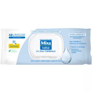 Lingettes bébé à l'Eau Thermale Hypoallergénique X48 - MIXA