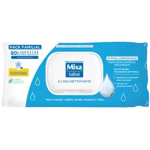 Lingettes bébé à l'Eau Nettoyante Hypoallergéniques X80 - MIXA