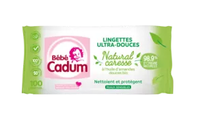 Lingettes Bébé Visage et Corps Ultra-Douces Natural Caresse X100 - CADUM