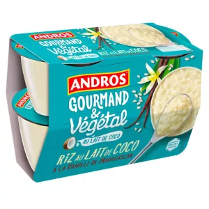 Dessert végétal riz-au-lait de coco vanille 4x100g - ANDROS
